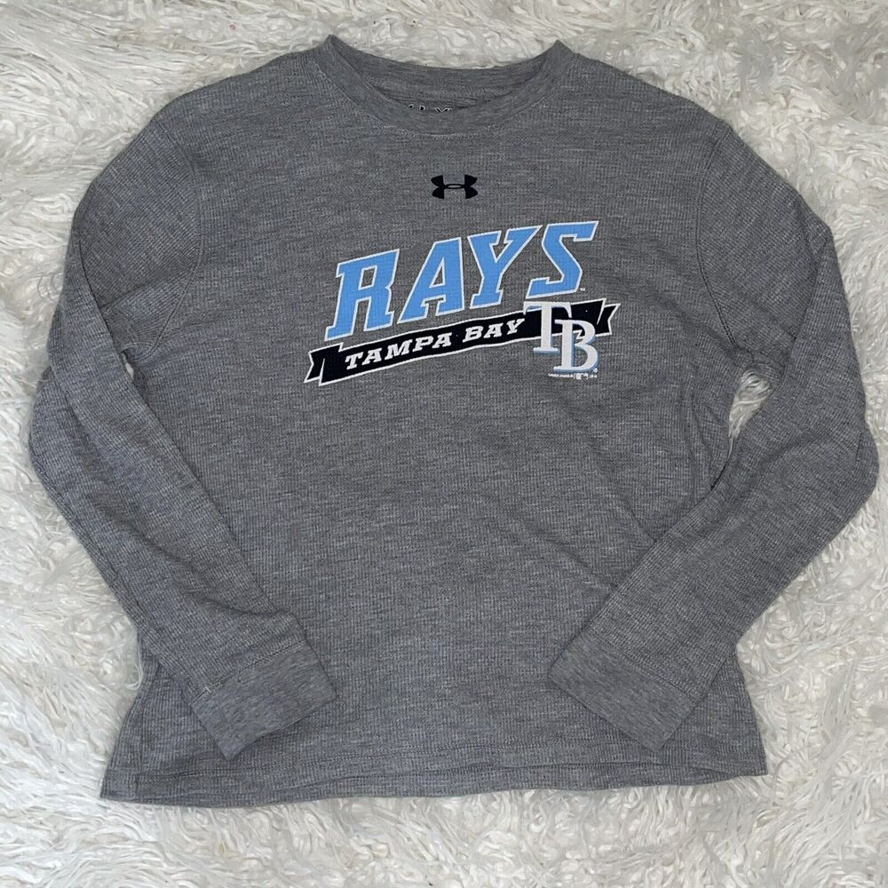 Tampa Bay Rays Thermal Shirt Long Sleeved Youth Large Under Armour Gray